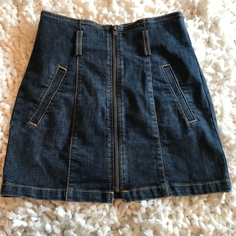 CarMar Jean Zip Up Skirt
